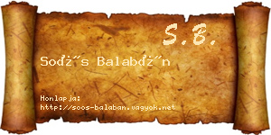 Soós Balabán névjegykártya